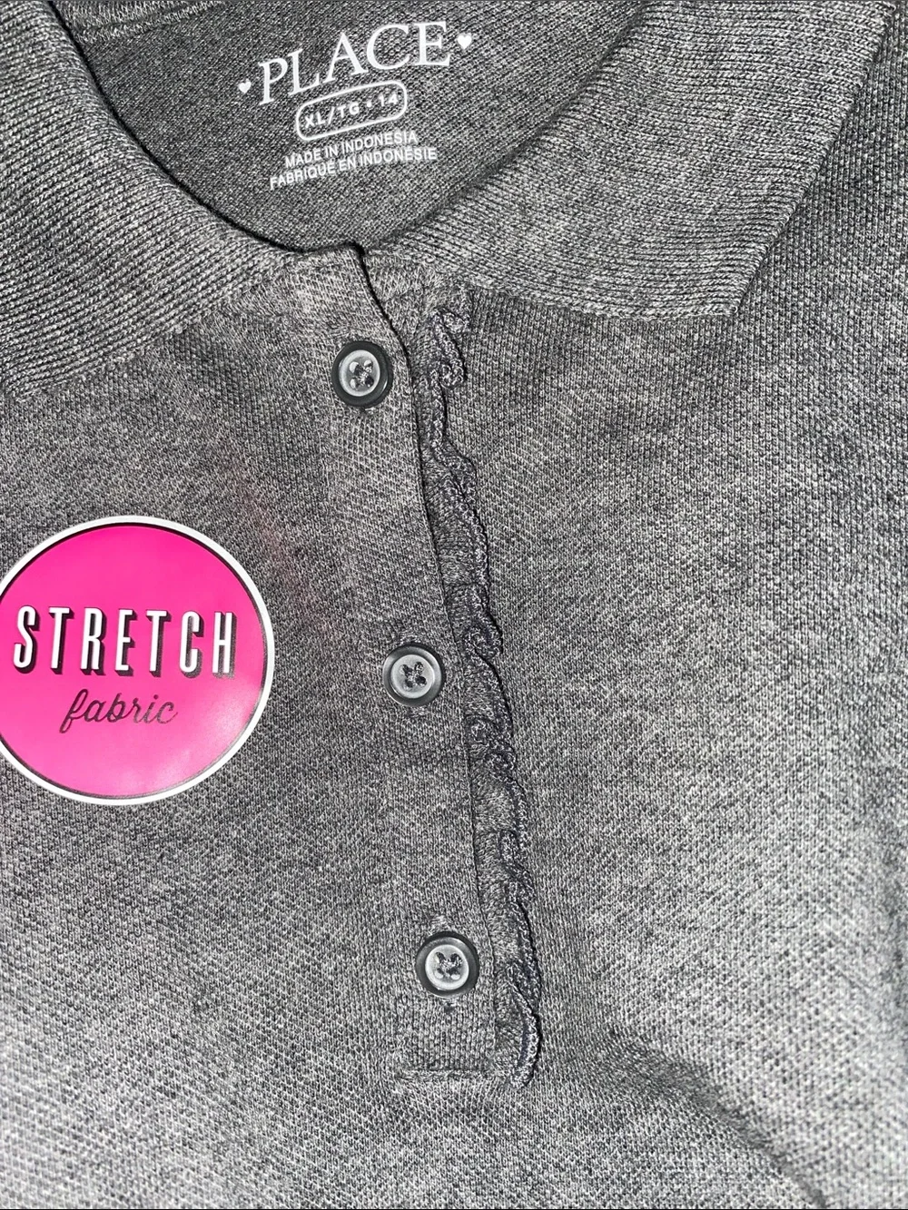 The Children’s Place Girls Uniform Ruffle Soft Stretch Pique Polo - Gray
